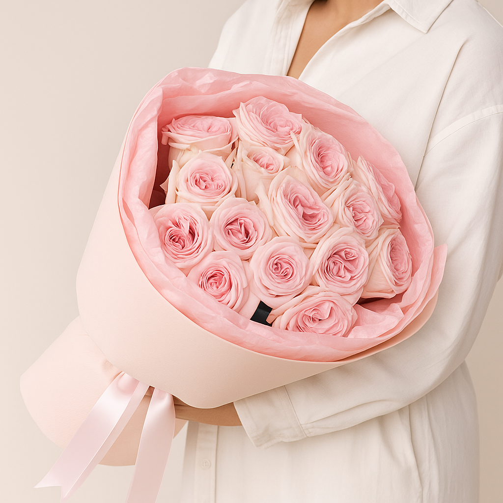 15 Pink O'Hara Roses Bouquet