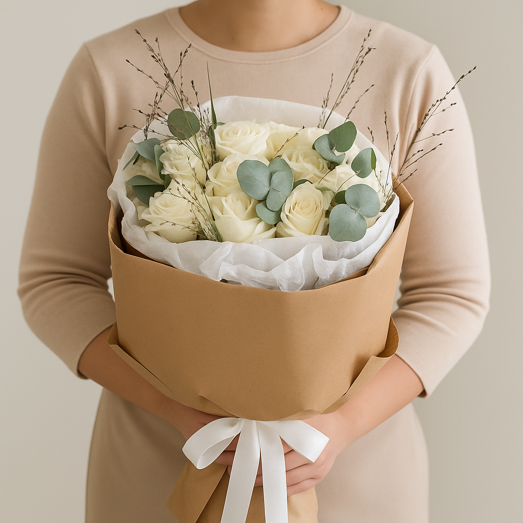 Букет белых роз «Аиша»