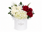Grey Box with White And Red Flowers