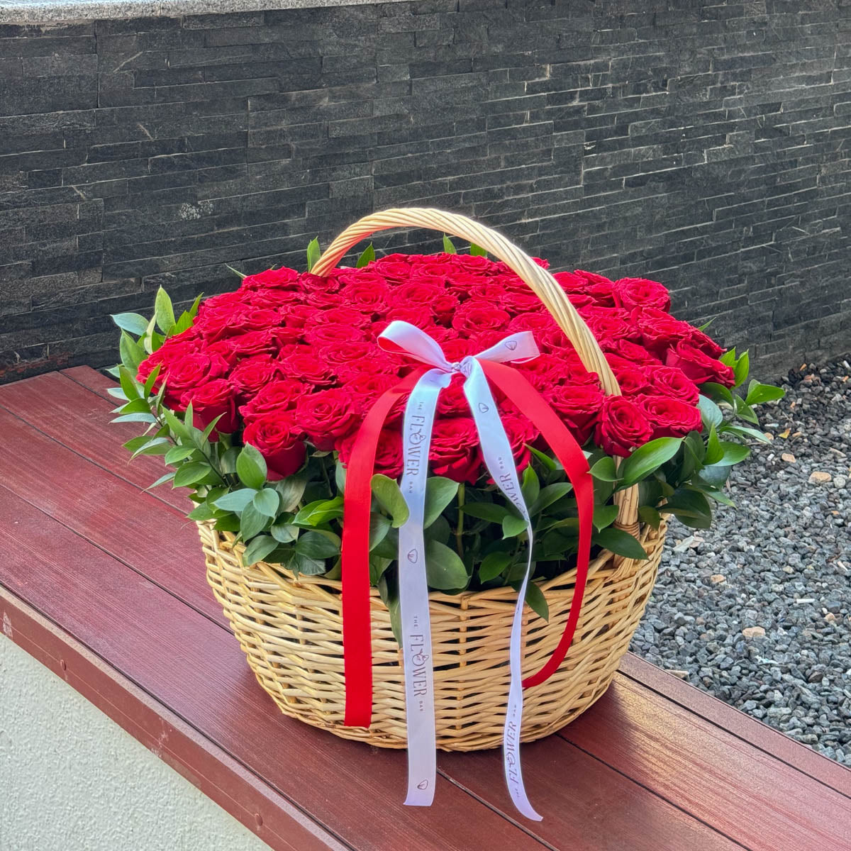 Basket of 101 Red Roses
