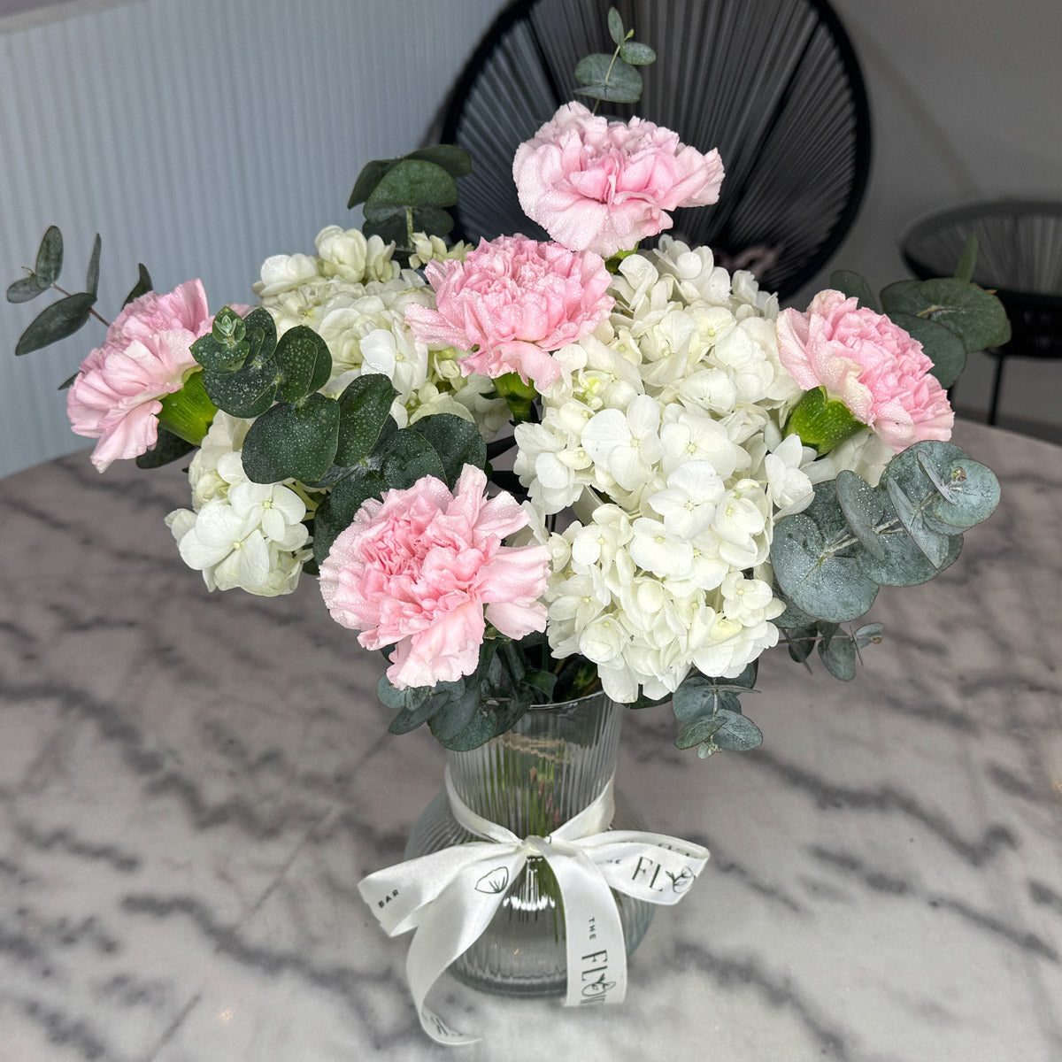 Vase with Hydrangeas with Carnations