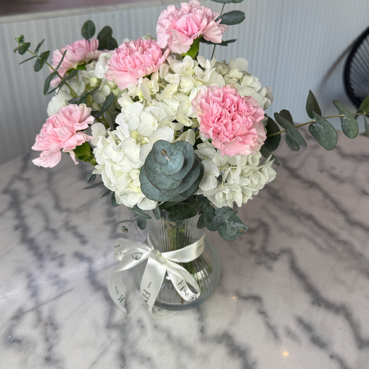 Vase with Hydrangeas with Carnations