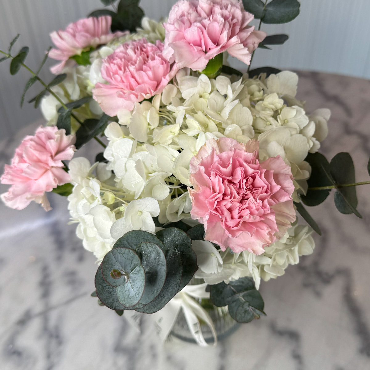 Vase with Hydrangeas with Carnations