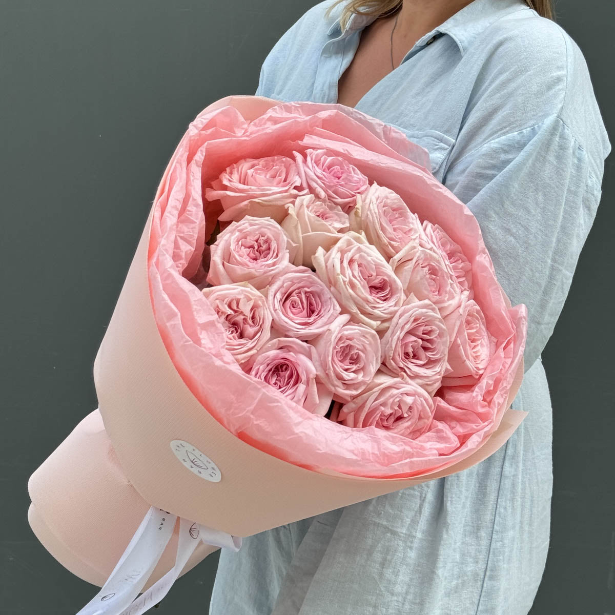 15 Pink O'Hara Roses Bouquet