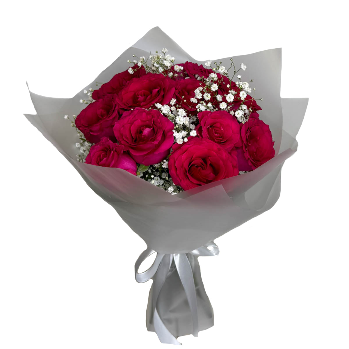 Romantic Red Roses & Baby’s Breath Bouquet