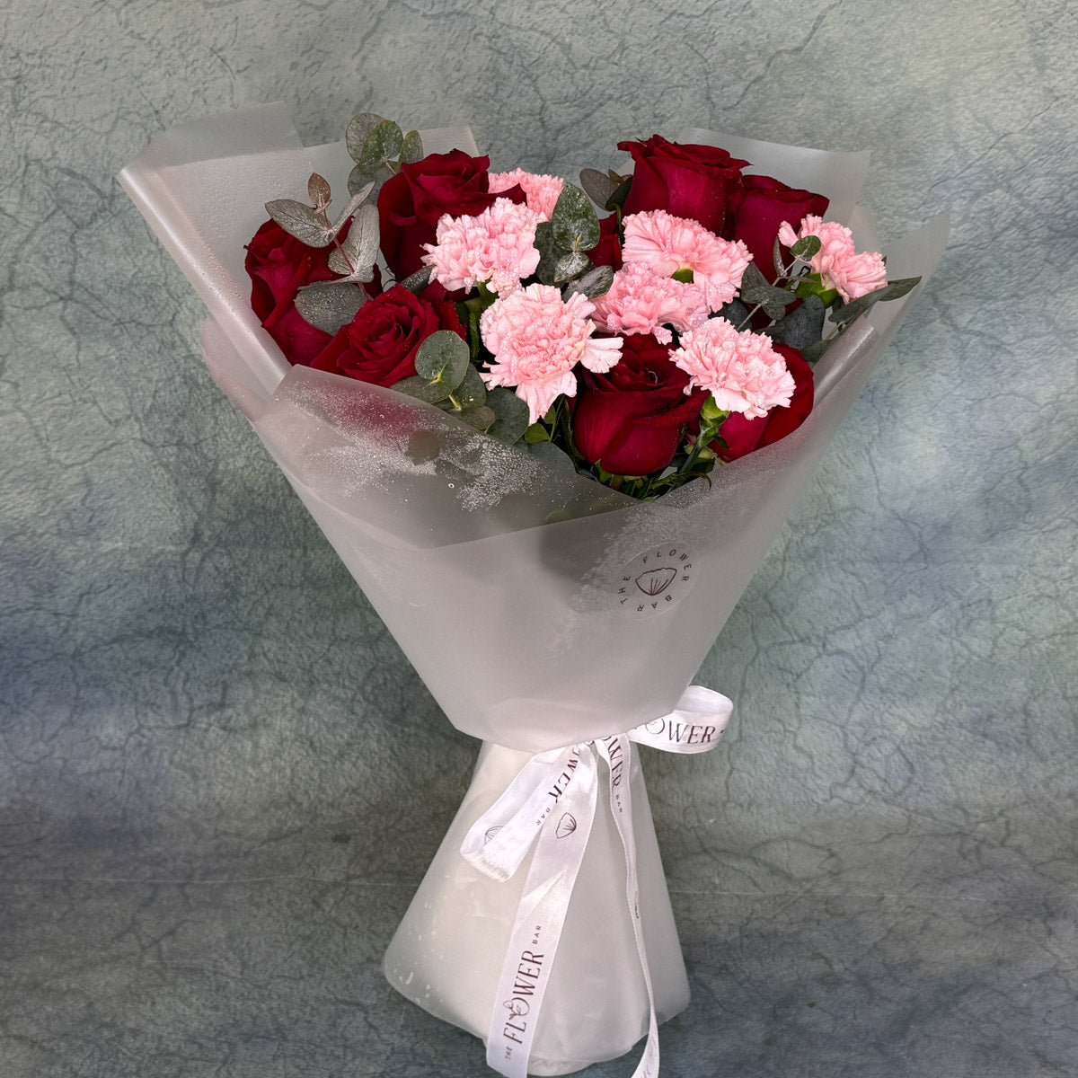 Red Roses and Pink Carnations Bouquet