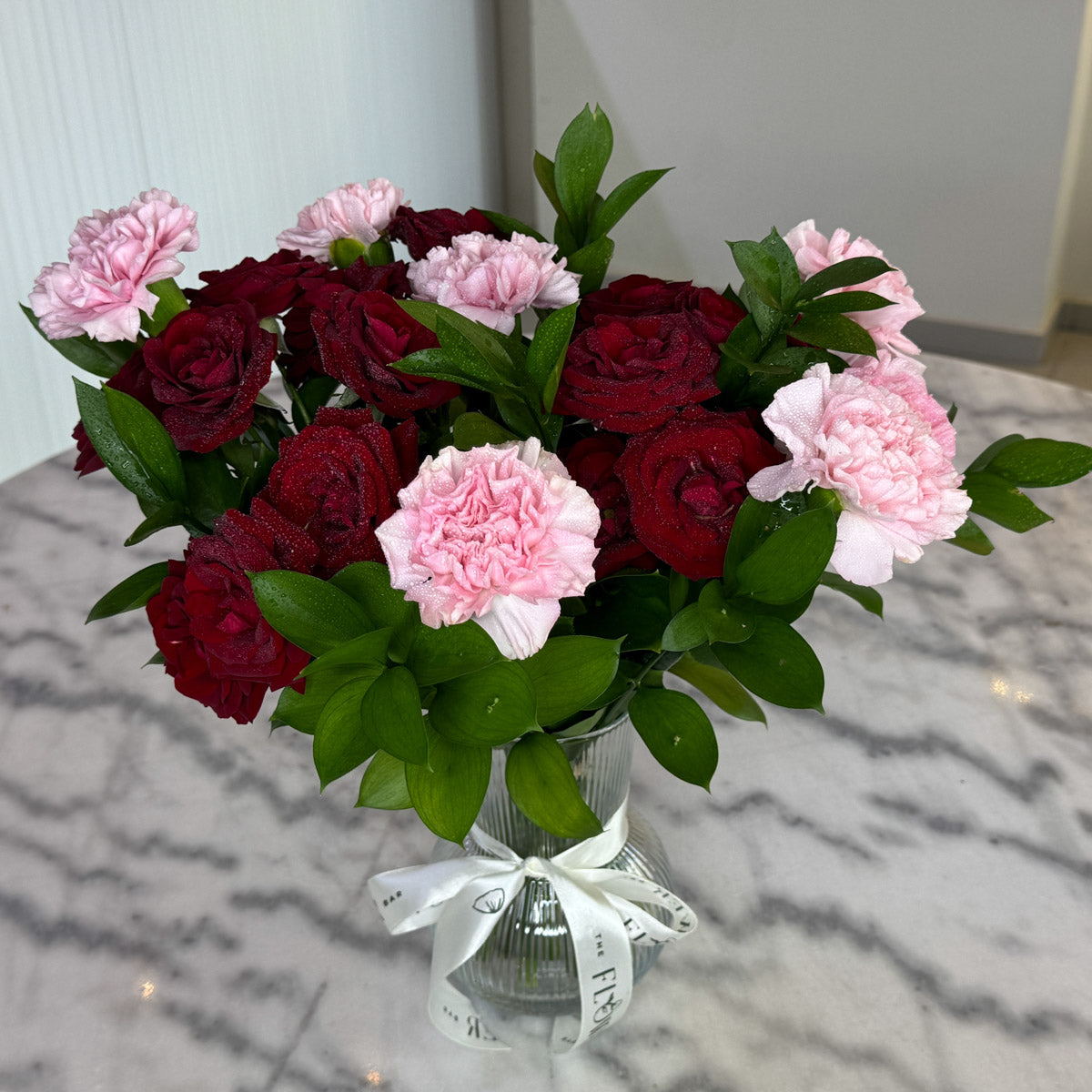 Vase with Carnation and Spray Rose