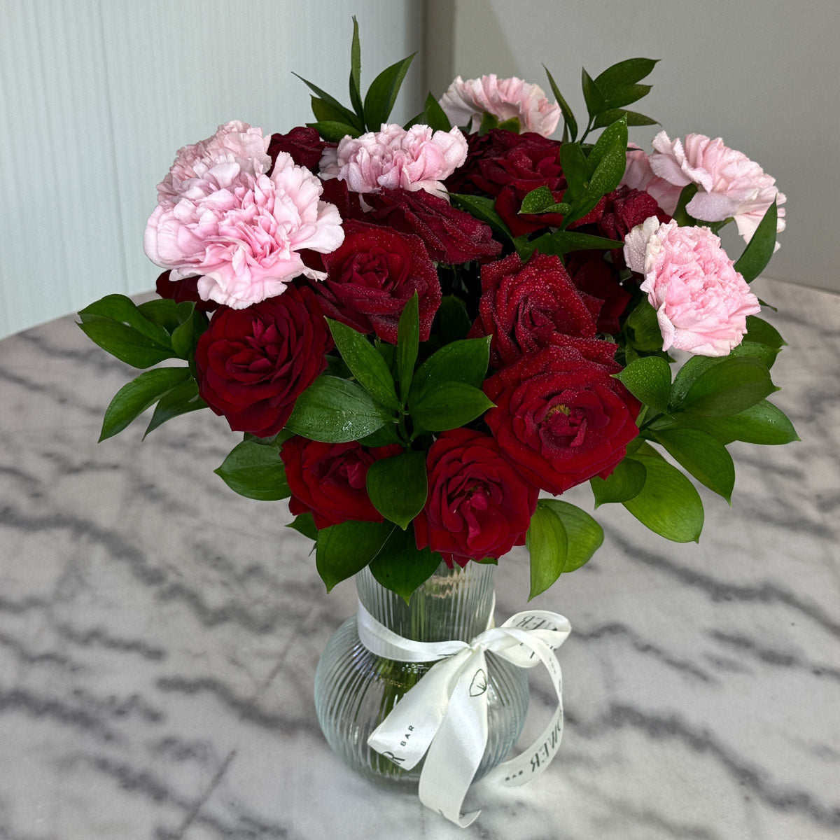 Vase with Carnation and Spray Rose