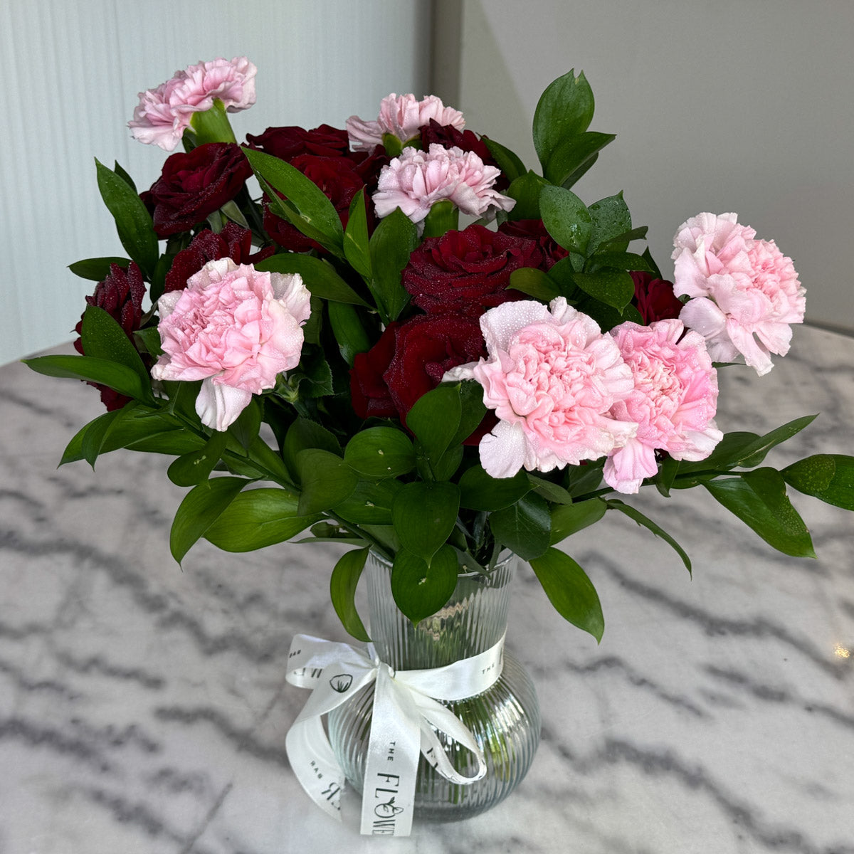 Vase with Carnation and Spray Rose