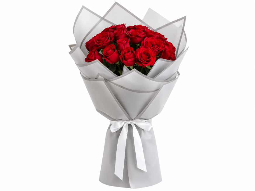 21 Red Roses In Grey