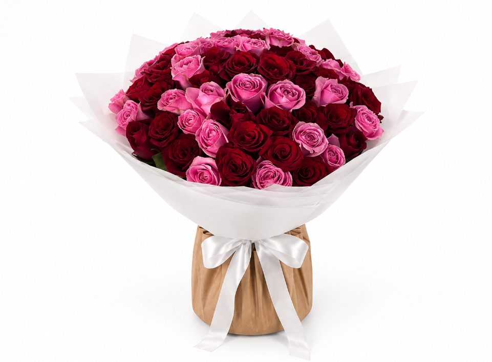 65 Red and Pink Roses Bouquet