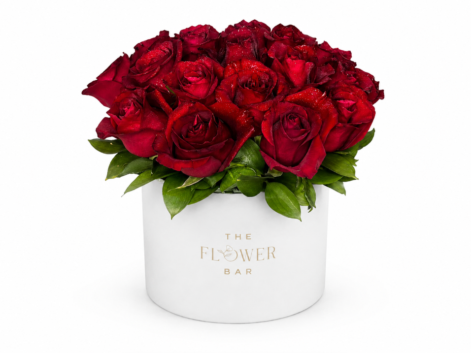 White Box with 19 Red Roses