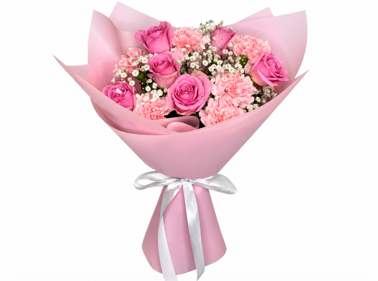 Pink Roses & Carnations Bouquet