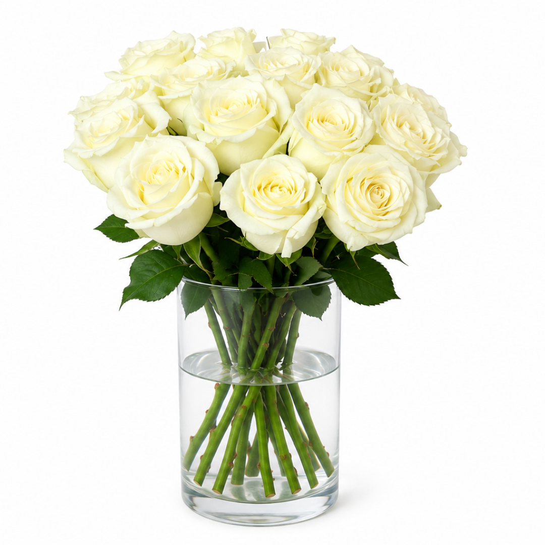 15 White Roses
