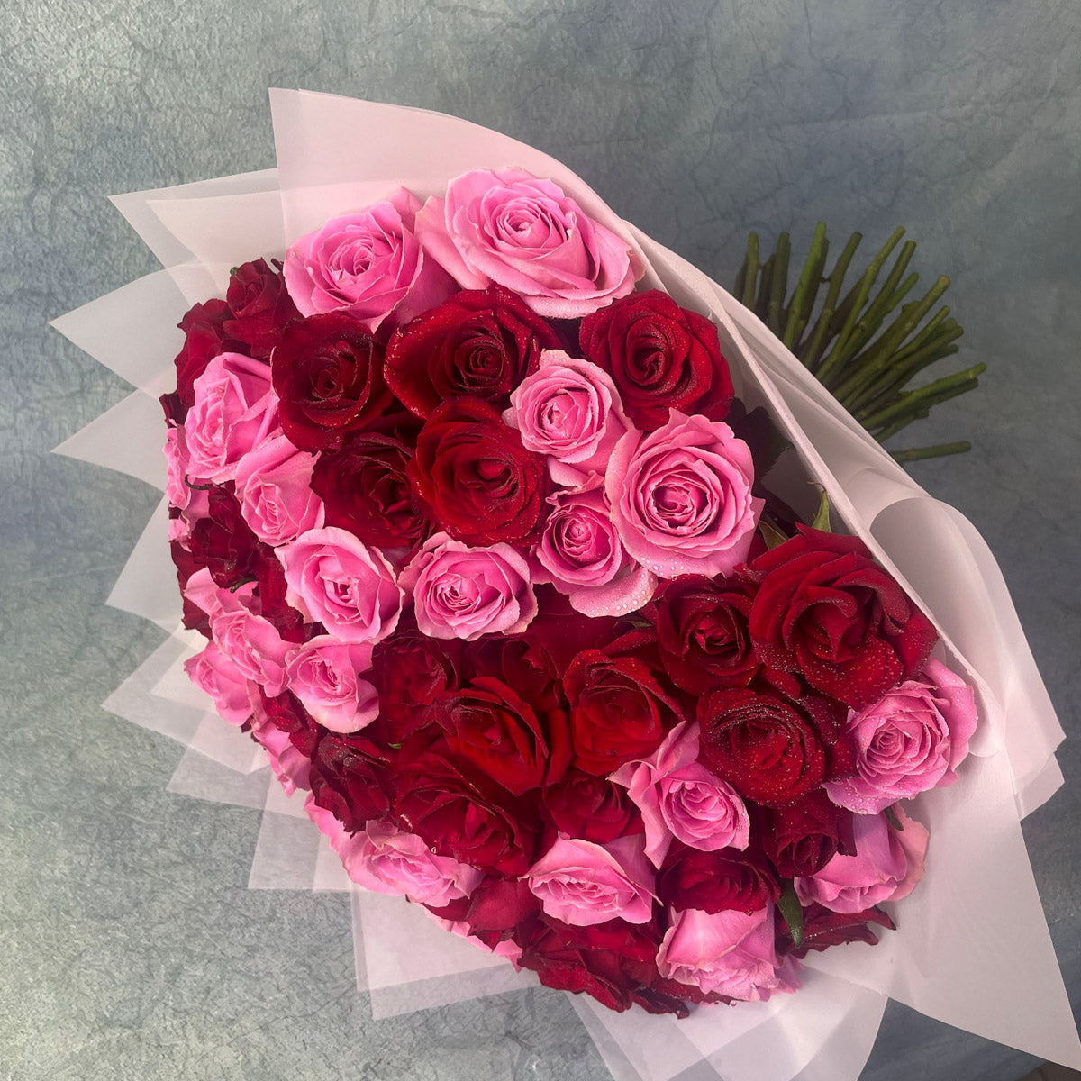 65 Red and Pink Roses Bouquet