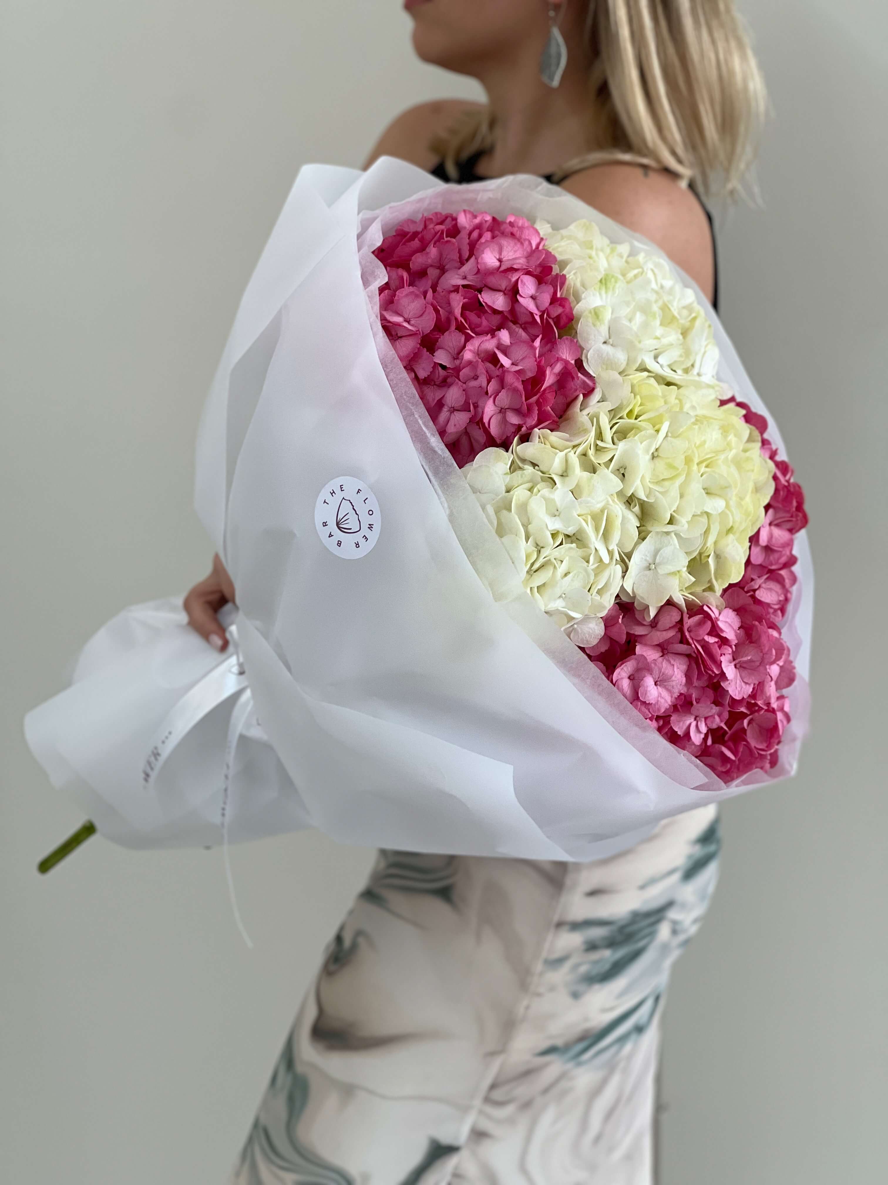 White & Pink Hydrangea Bouquet
