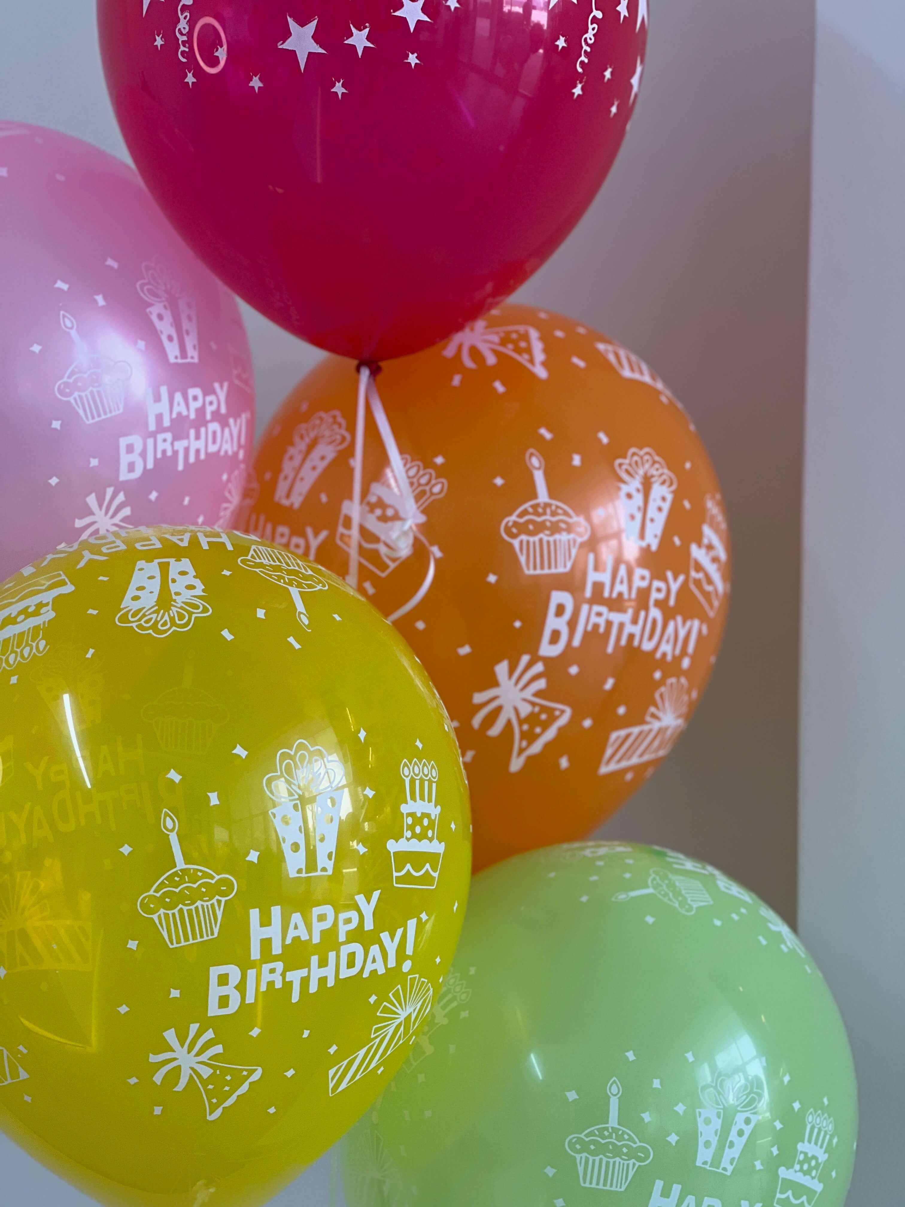 Set of 5 Colorful Birthday Balloons
