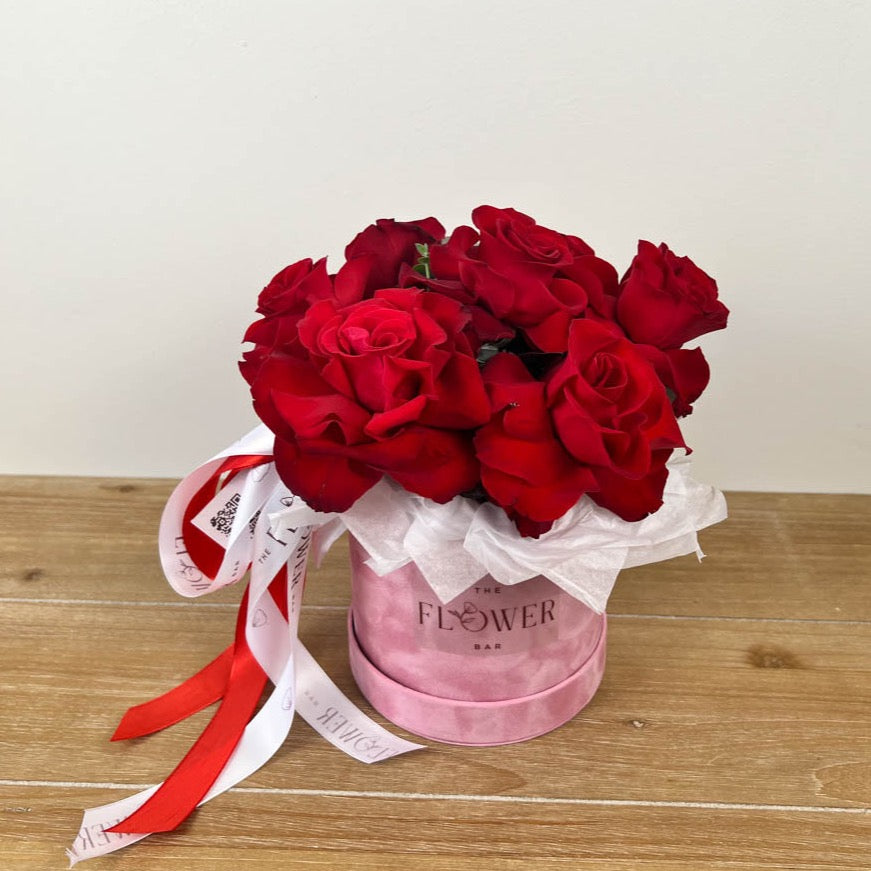 Pink Velvet Box with Open Roses