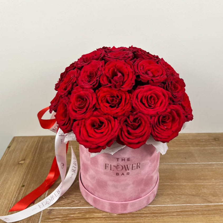 Velvet Box with 35 Red Roses